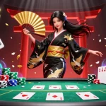 Engage with n188 in an immersive casino scene featuring an elegant Asian woman and luxurious gaming elements.