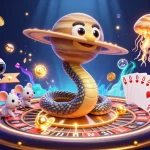 Experience gaming action at open88 okvip with astronaut mice betting on Saturn's roulette rings amidst cosmic energy.