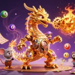 Experience exciting Luck8 gameplay amidst golden dragons and lottery action.