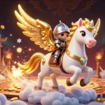 Experience the thrill of GO99 casino with a magical horse and knight in a vibrant gaming arena.