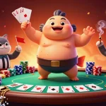 Engage in thrills at Luck8 with a vibrant underwater poker scene featuring playful characters.