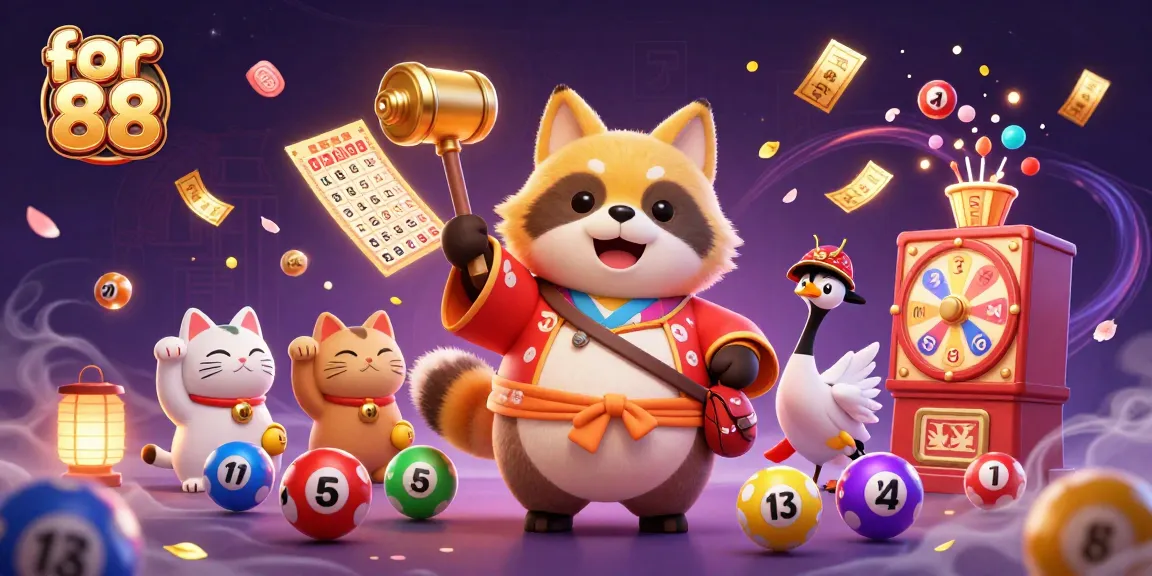 Engage with for 88's lively casino atmosphere featuring a cheerful raccoon and fortune cats.