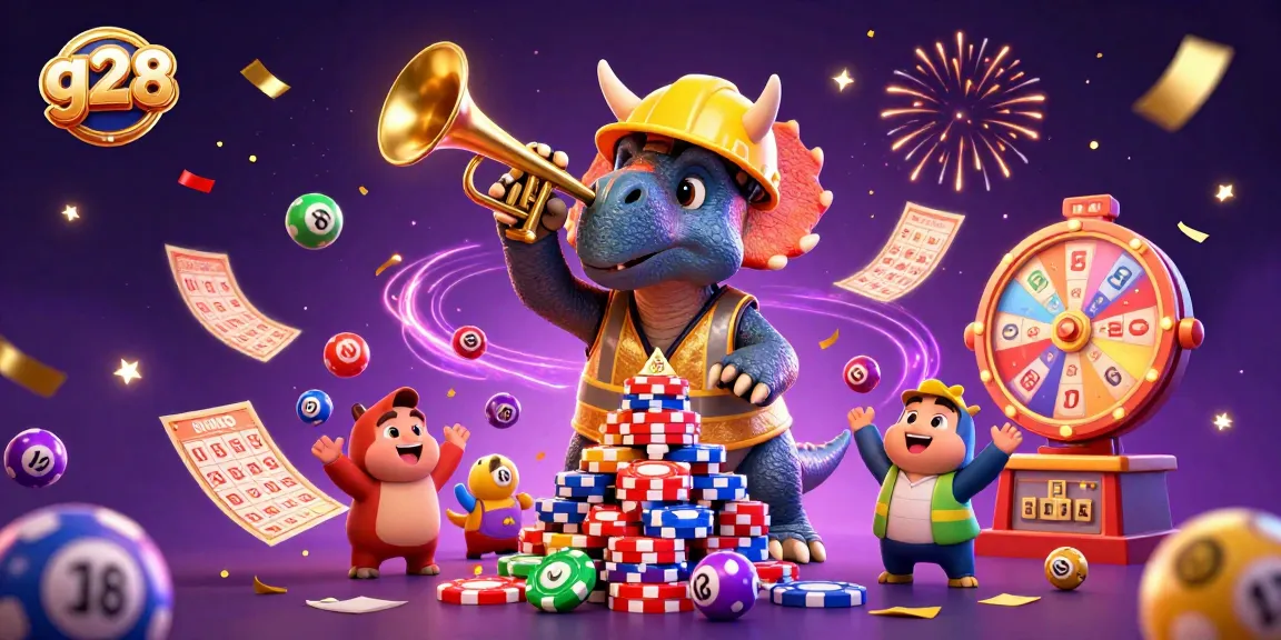 g28 offers vibrant casino celebrations with triceratops and lottery games in ultra-detailed 3D style.