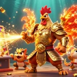 LUCK8 showcases a dynamic casino battle scene with characters and rich game elements bursting with excitement.