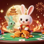 Experience thrilling action at ko66 with the moon rabbit celebrating poker wins amidst dynamic casino elements.