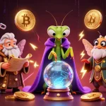 Engage with mv8899's vibrant 3D casino scene showcasing fortune tellers and crypto elements.