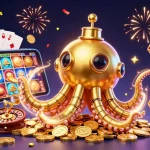 Play thrilling slots with 3win in a vibrant underwater scene featuring a golden kraken.