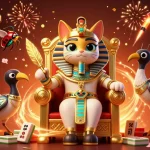 Engage with luck8com-vn's vibrant gaming scene featuring Egyptian-themed characters and festive elements.