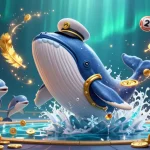 Engage with 92lottery illustrated scene showcasing a whale and friends in a vibrant ocean of lottery elements.
