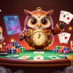 Engage with 11WIN poker action in a vibrant 3D casino scene filled with exotic elements.
