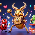 Kingjohnnie showcases slot game excitement with vibrant characters and casino elements in action.