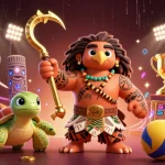Experience exciting betting action with ao888 featuring a vibrant demigod and turtle in a dynamic casino scene.
